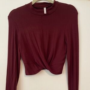 Burgundy Long Sleeve Crop Top size M